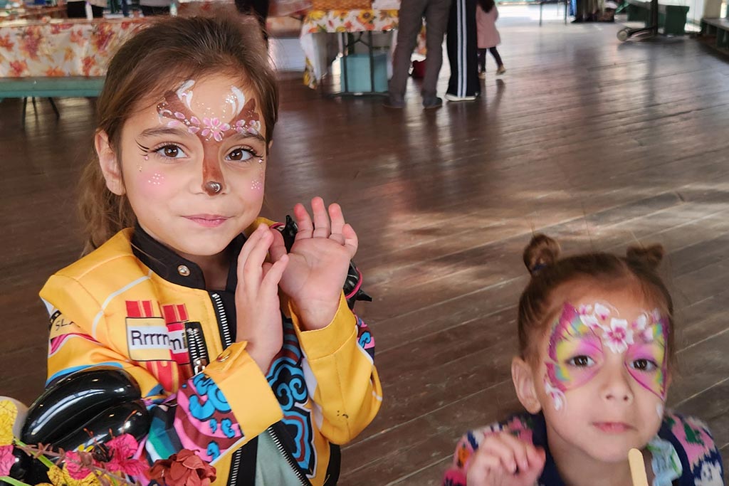 Girls in face-painting makeup